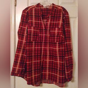 Notations long sleeve plaid blouse. Size 2X.